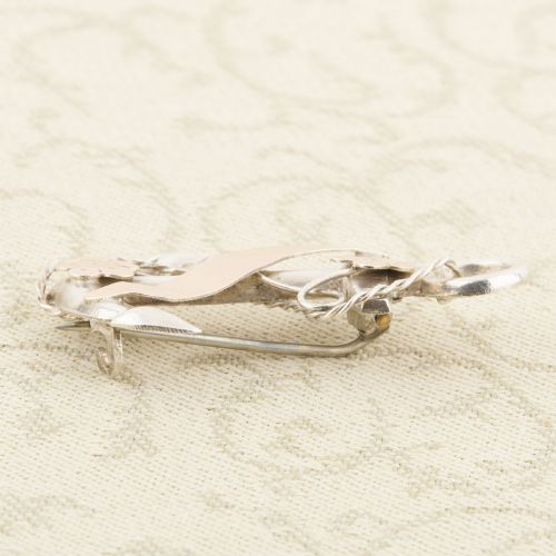 ANTIQUE SILVER GOLD ANCHOR PENDANT BROOCH - ADDITIONAL PHOTO 4