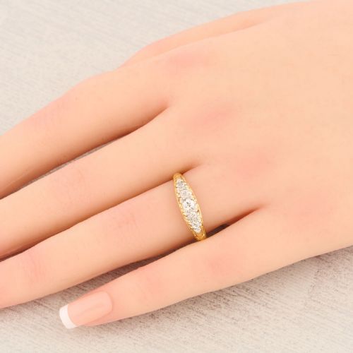 ANTIQUE 18CT GOLD 5 STONE DIAMOND HALF HOOP RING 034 CARAT - ADDITIONAL PHOTO 1