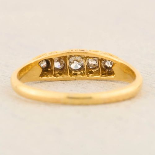 ANTIQUE 18CT GOLD 5 STONE DIAMOND HALF HOOP RING 034 CARAT - ADDITIONAL PHOTO 5