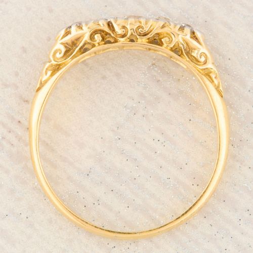ANTIQUE 18CT GOLD 5 STONE DIAMOND HALF HOOP RING 034 CARAT - ADDITIONAL PHOTO 6