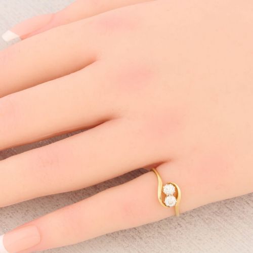 18CT GOLD 2 STONE DIAMOND RING 036 CARAT - ADDITIONAL PHOTO 1