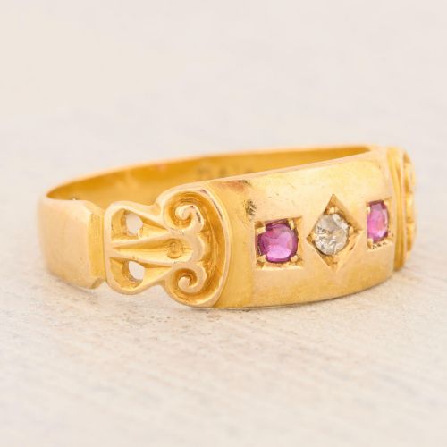 18CT GOLD RUBY AND DIAMOND GYPSY RING - ADDITIONAL PHOTO 2