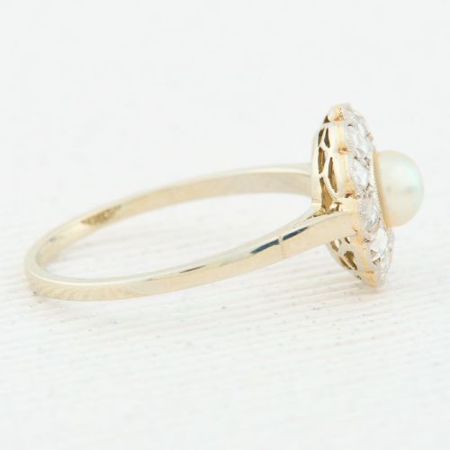 18CT WHITE GOLD PEARL AND DIAMOND CLUSTER RING - ADDITIONAL PHOTO 3