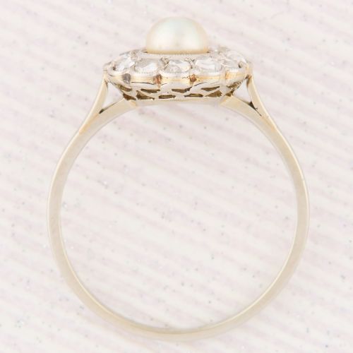 18CT WHITE GOLD PEARL AND DIAMOND CLUSTER RING - ADDITIONAL PHOTO 5