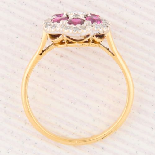 18CT GOLD RUBY DIAMOND FLORAL CLUSTER RING - ADDITIONAL PHOTO 5