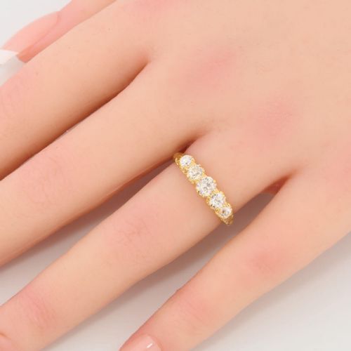 18CT GOLD OLD CUT 5 STONE DIAMOND RING 083 CARAT - ADDITIONAL PHOTO 1