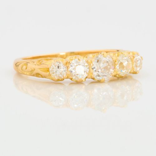 18CT GOLD OLD CUT 5 STONE DIAMOND RING 083 CARAT - ADDITIONAL PHOTO 2