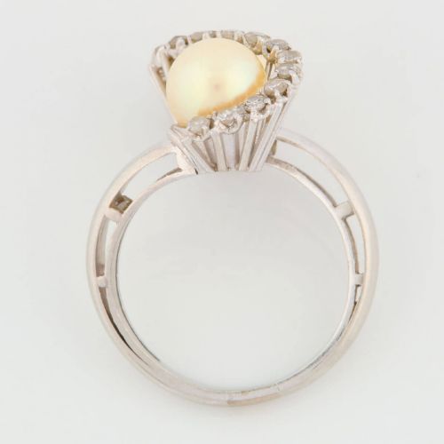 18CT WHITE GOLD PEARL AND DIAMOND SWIRL COCKTAIL RING - ADDITIONAL PHOTO 5