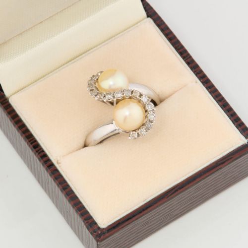 18CT WHITE GOLD PEARL AND DIAMOND SWIRL COCKTAIL RING - ADDITIONAL PHOTO 6