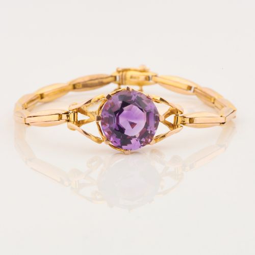 9CT GOLD AMETHYST BRACELET