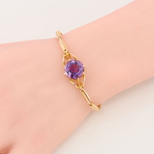9CT GOLD AMETHYST BRACELET - ADDITIONAL PHOTO 1