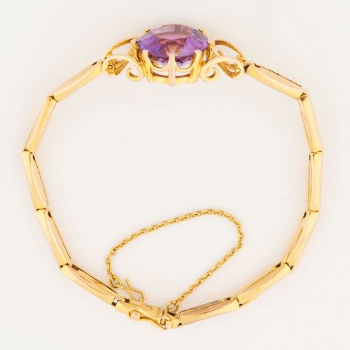 9CT GOLD AMETHYST BRACELET - ADDITIONAL PHOTO 4