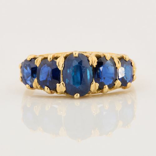 18CT GOLD 5 STONE SAPPHIRE RING