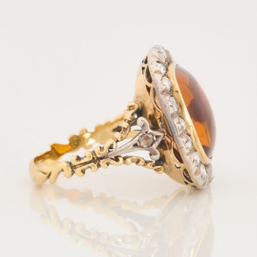18CT GOLD CITRINE AND DIAMOND CLUSTER RING - ADDITIONAL PHOTO 3