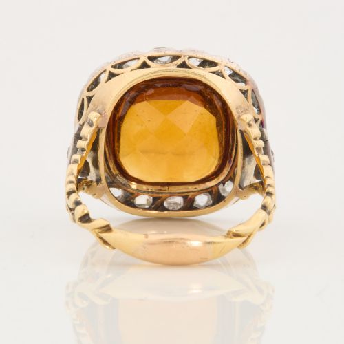 18CT GOLD CITRINE AND DIAMOND CLUSTER RING - ADDITIONAL PHOTO 4