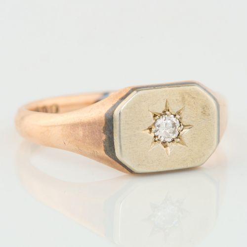 9CT GOLD DIAMOND SIGNET RING 19221923 SIZE S