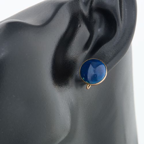 9CT GOLD LAPIS LAZULI SCREW BACK EARRINGS - ADDITIONAL PHOTO 1