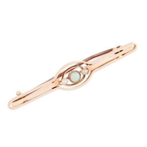 9ct Gold Opal and Pearl Bar Brooch