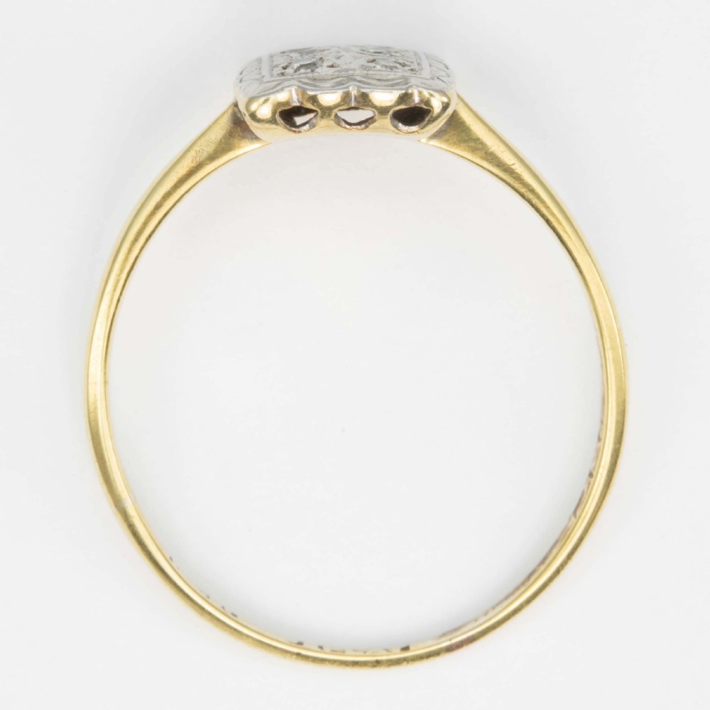 Vintage Art Deco Style 18ct Gold Diamond Panel Ring View V