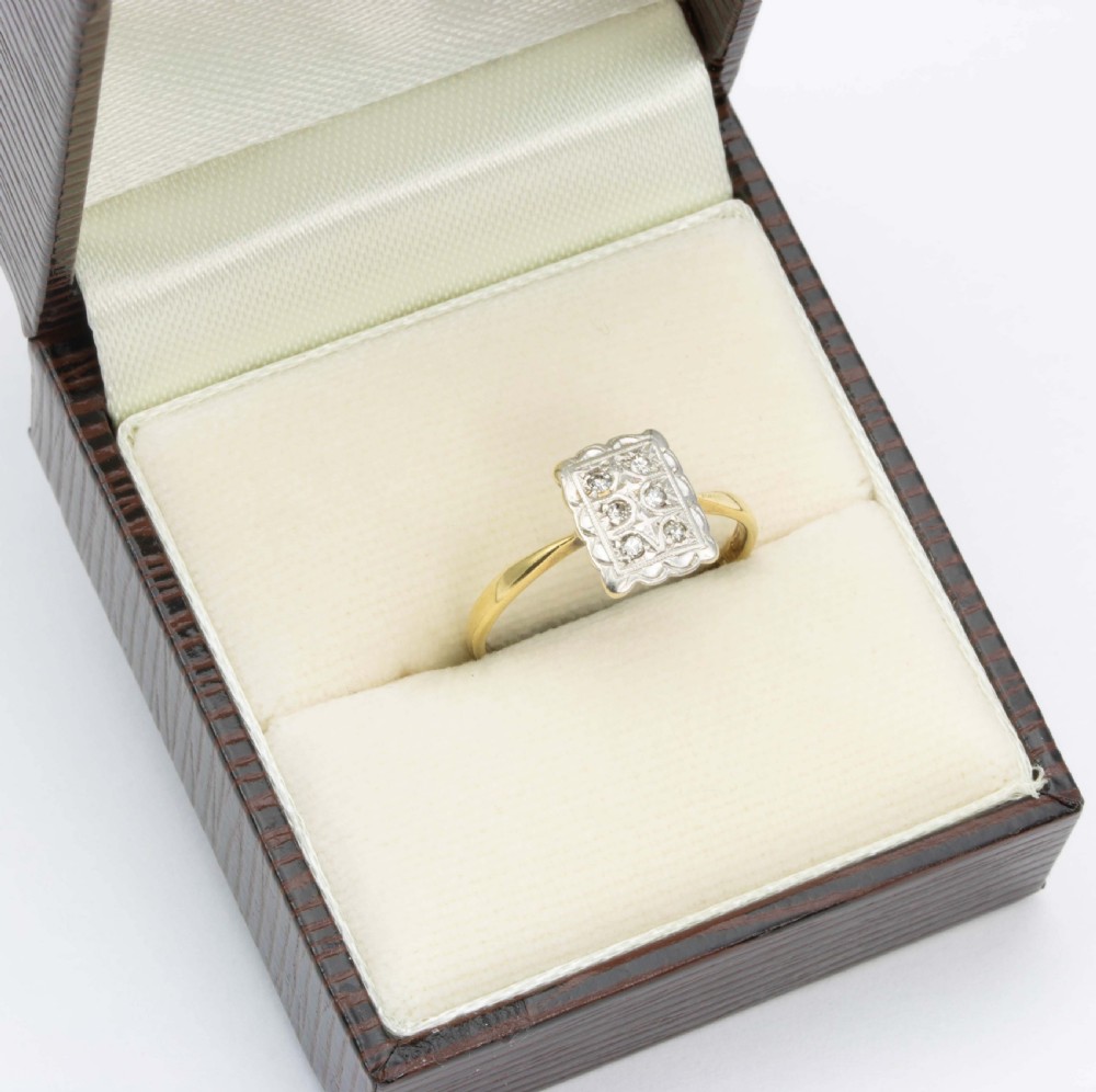 Vintage Art Deco Style 18ct Gold Diamond Panel Ring View VIII