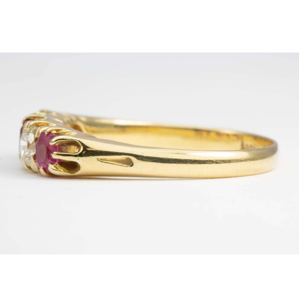 Vintage 18ct Gold Ruby and Diamond 5 Stone Ring View III