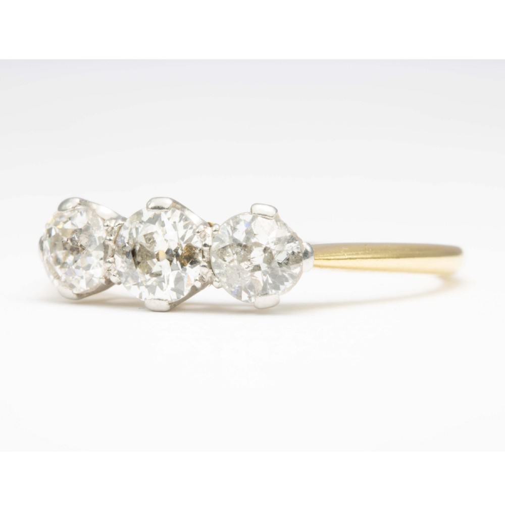 Edwardian 18ct Gold 1 Carat 3 Stone Diamond Ring View II