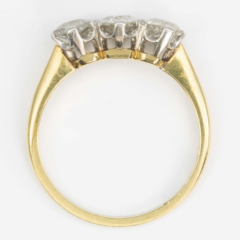 Edwardian 18ct Gold 1 Carat 3 Stone Diamond Ring View IV