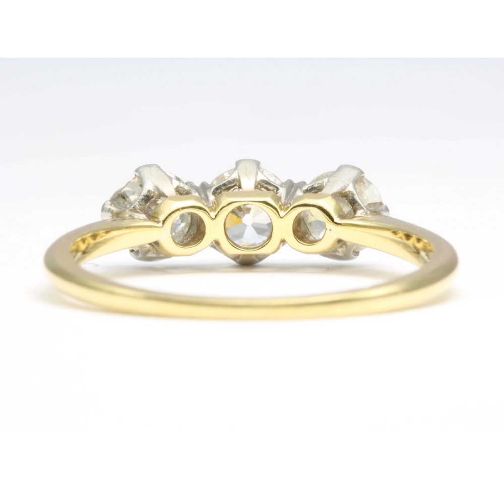 Edwardian 18ct Gold 1 Carat 3 Stone Diamond Ring View V