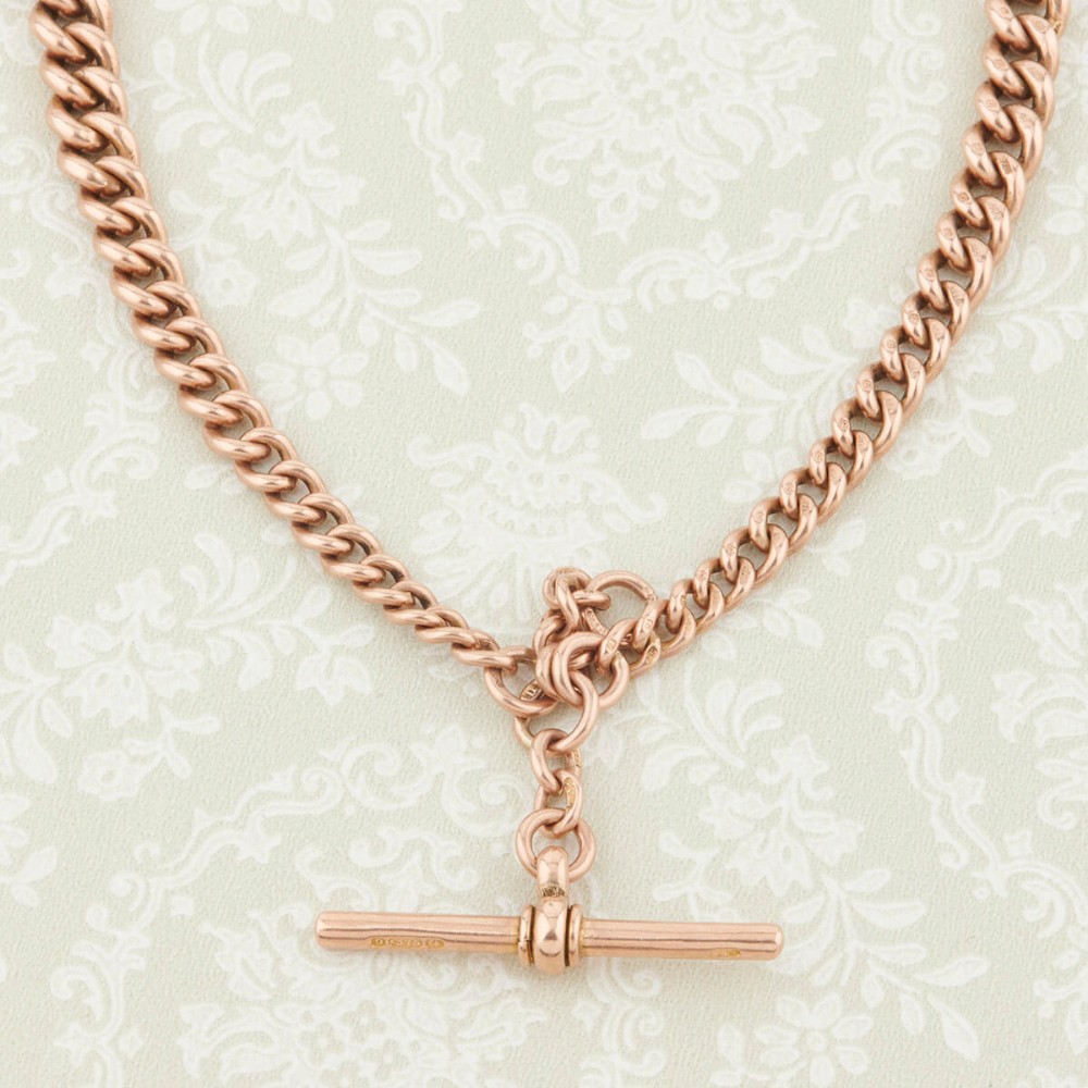 Antique 9ct Rose Gold Albert Watch Chain / Choker Chain Necklace