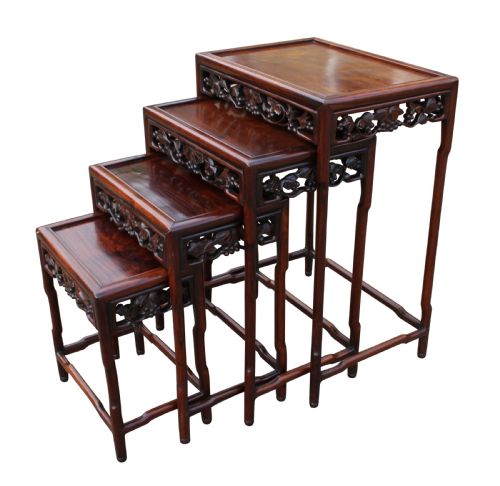 19th century solid rosewood chinese nest of four tables - CATEGORY: ANTIQUE TABLES - DATED 19TH CENTURY