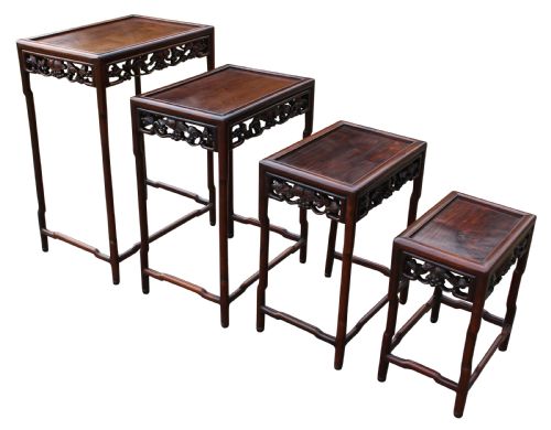 19TH CENTURY SOLID ROSEWOOD CHINESE NEST OF FOUR TABLES - ADDITIONAL PHOTO 3