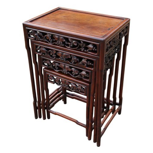19TH CENTURY SOLID ROSEWOOD CHINESE NEST OF FOUR TABLES - ADDITIONAL PHOTO 1