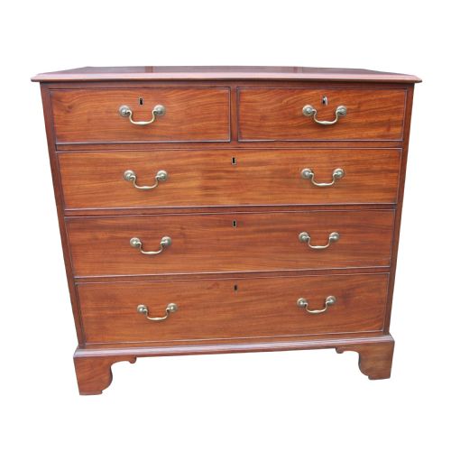 georgian solid mahogany chest of drawers with swan neck handles - CATEGORY: ANTIQUE CHEST OF DRAWERS - DATED GEORGIAN