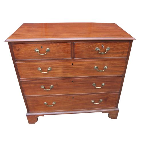 GEORGIAN SOLID MAHOGANY CHEST OF DRAWERS WITH SWAN NECK HANDLES - ADDITIONAL PHOTO 1