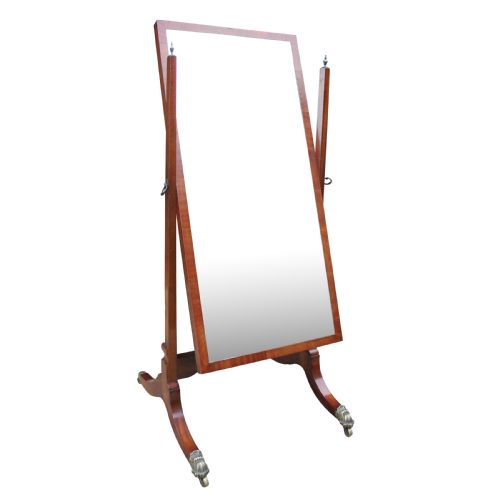 19th century solid mahogany cheval mirror - CATEGORY: ANTIQUE MIRRORS - DATED 19TH CENTURY