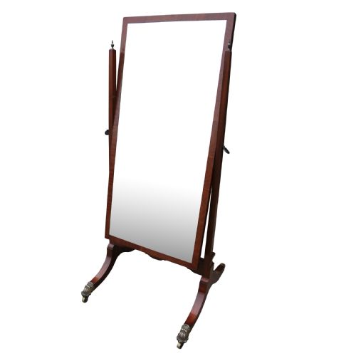 19TH CENTURY SOLID MAHOGANY CHEVAL MIRROR - ADDITIONAL PHOTO 1