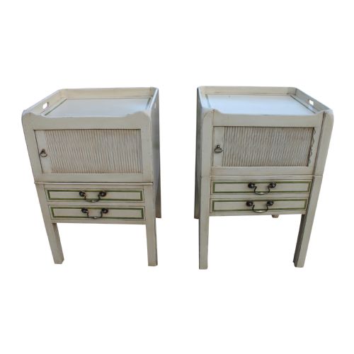a matched pair of georgian tambour fronted bedside cupboards - CATEGORY: ANTIQUE CUPBOARDS - DATED GEORGIAN