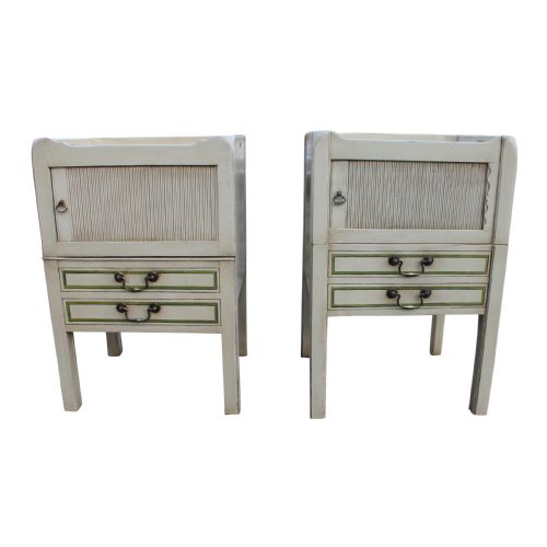 A MATCHED PAIR OF GEORGIAN TAMBOUR FRONTED BEDSIDE CUPBOARDS - ADDITIONAL PHOTO 1