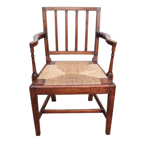 solid cherry fruitwood suffolk armchair c 1800 in sheraton style - CATEGORY: ANTIQUE CHAIRS - DATED 1800