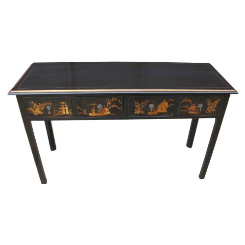 CHINOISERIE LACQUER GILT CONSOLE TABLE OR SIDE TABLE MADE WITH LATE 17TH CENTURY DRAWERS - ADDITIONAL PHOTO 3