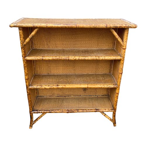 19th century tiger bamboo open bookcase - CATEGORY: ANTIQUE BOOKCASES - DATED 19TH CENTURY