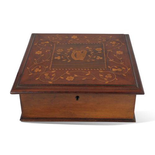 19th century killarney ware arbutus box with working lock key - CATEGORY: ANTIQUE BOXES - DATED 19TH CENTURY