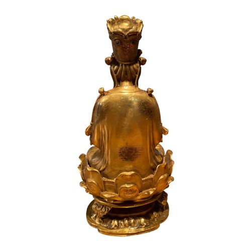 TIBETAN 19TH CENTURY GILT BRONZE BUDDHA DEITY FIGURE - ADDITIONAL PHOTO 3