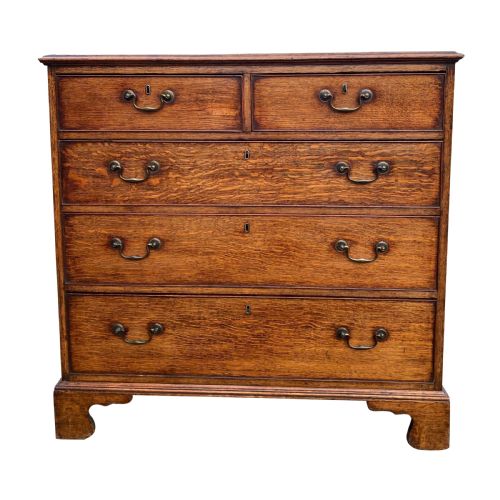 george iii solid oak chest of drawers with original swan neck handles - CATEGORY: ANTIQUE CHEST OF DRAWERS - DATED GEORGIAN