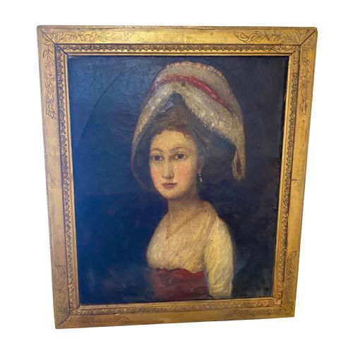 late 18th century original oil painting of a girl in gilt frame c1800 - CATEGORY: ANTIQUE ART - DATED 1800