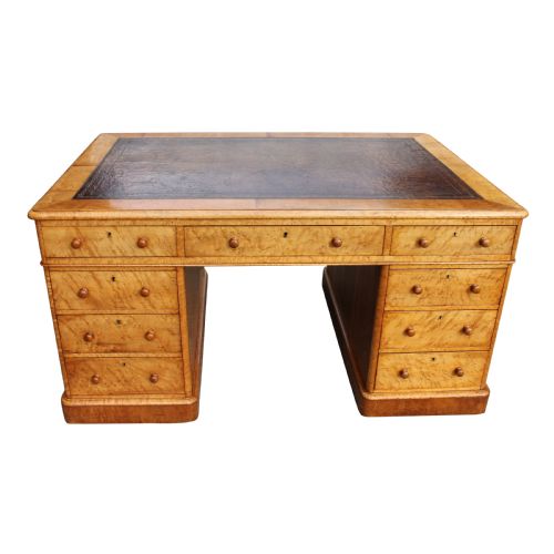 a rare 19th century birds eye maple partners desk - CATEGORY: ANTIQUE DESKS - DATED 19TH CENTURY