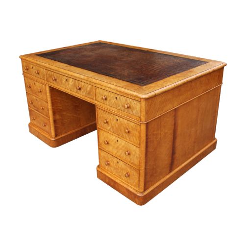 A RARE 19TH CENTURY BIRDS EYE MAPLE PARTNERS DESK - ADDITIONAL PHOTO 1