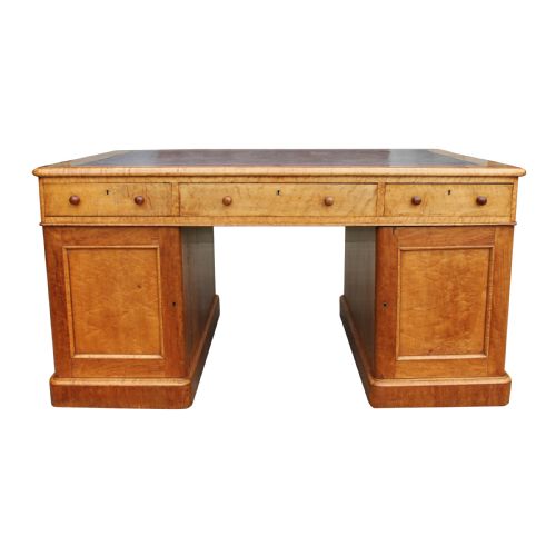 A RARE 19TH CENTURY BIRDS EYE MAPLE PARTNERS DESK - ADDITIONAL PHOTO 3