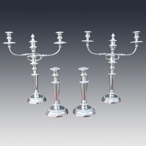 19th century sheffield plate candelabra set c 1850 - CATEGORY: ANTIQUE SILVER - DATED 19TH CENTURY