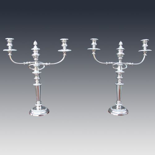 19TH CENTURY SHEFFIELD PLATE CANDELABRA SET C 1850 - ADDITIONAL PHOTO 1